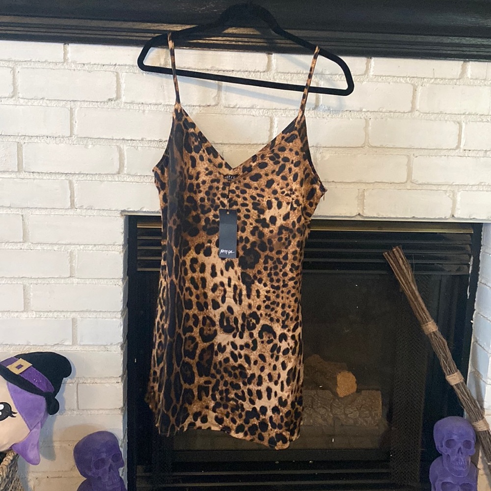 NWT leopard mini slip dress